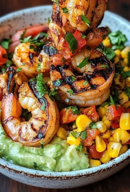 Grilled Shrimp Bowl with Avocado, Corn Salsa & Creamy Sauce