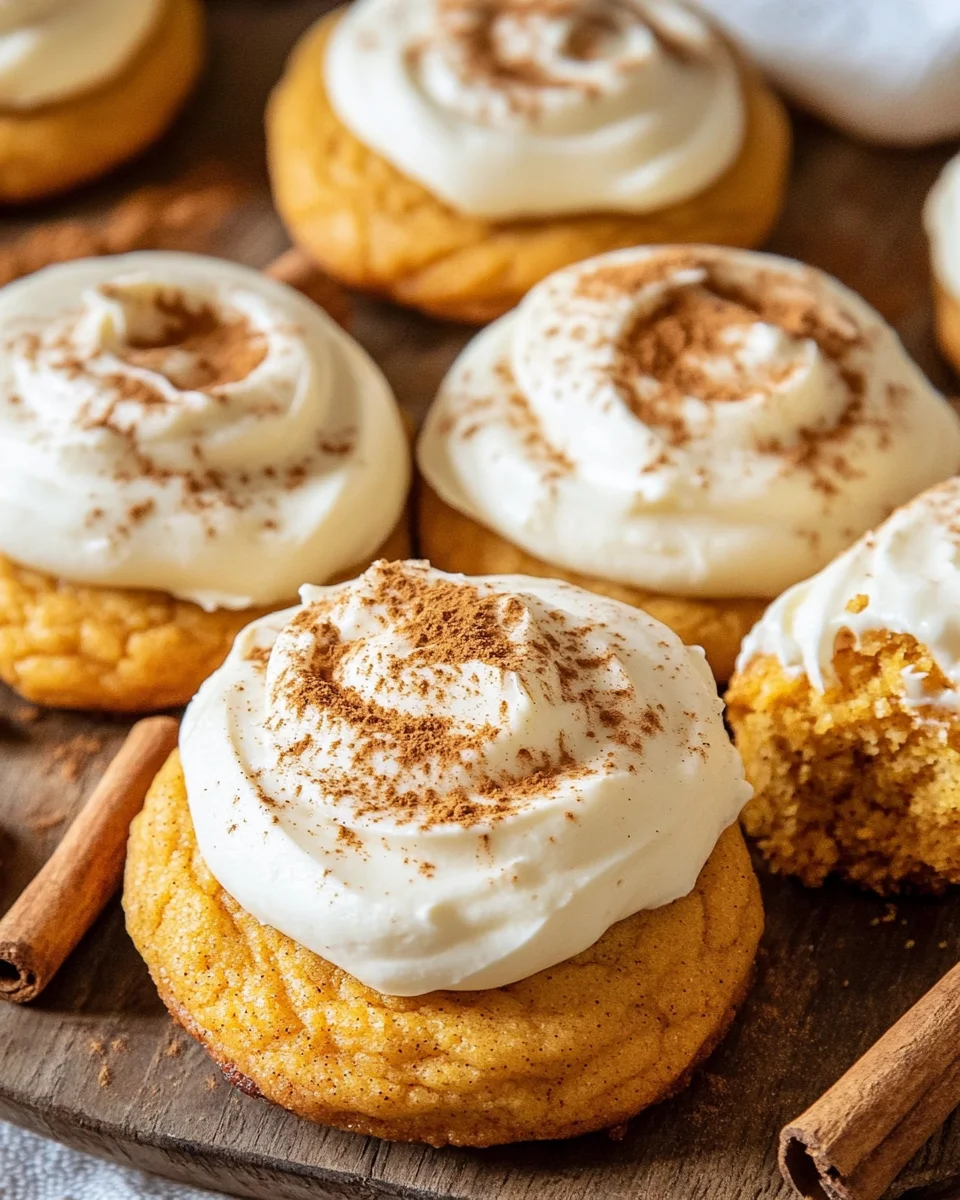 Pumpkin Cookies with Cream Cheese Frosting